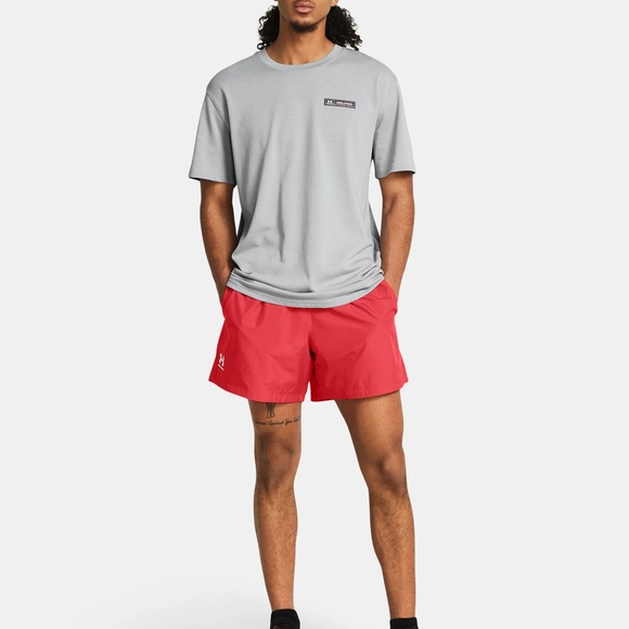 NWT Under Armour Men's Essential Icon Volley Red Loose Athletic Beach Shorts | S - Picture 4 of 10